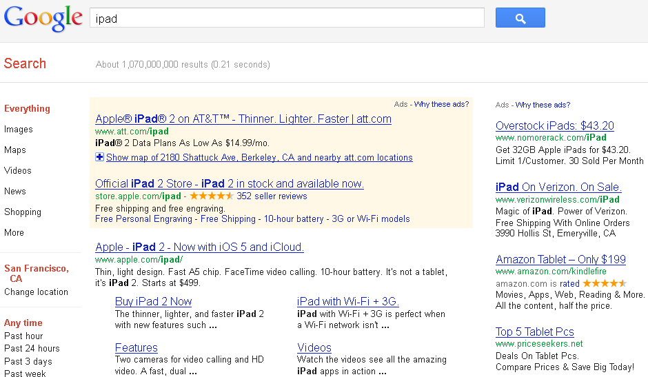Google results for ipad